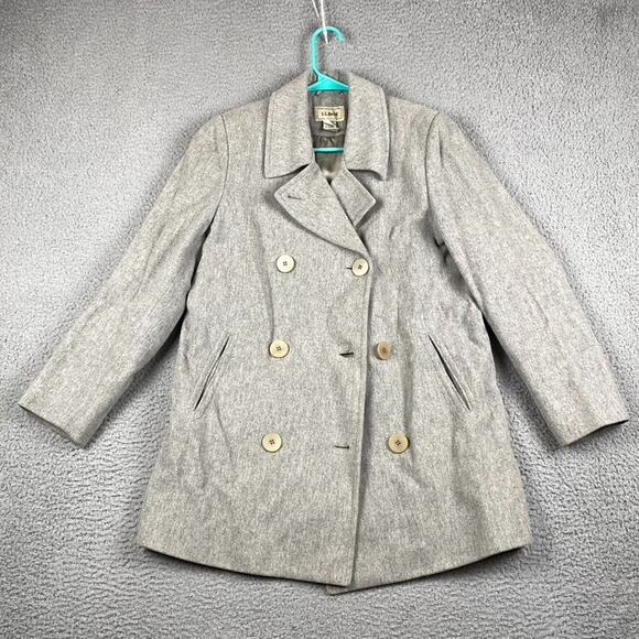 VTG L.L. Bean Women's Size 6 Cashmere Wool Blend Pea Coat Gray Classic Preppy - Picture 1 of 10